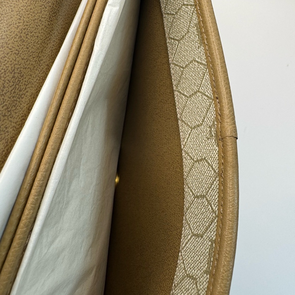 Vintage Christian Dior Crossbody Tan Leather Honeycomb Monogram Messenger - Picture 7 of 12